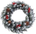 Kunstig julekrans 50 cm - Røde bær hvide blade dør balkon Style 3 - Without light