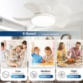 Miniatyrbild 1 av 7: Ceiling fan with light 76 cm, 5 ABS blades, 3 color temperatures, remote control, 6 speeds and quiet motor White 76cm-Remote Control