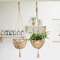 Miniatyrbillede 3 af 5: Hængende Rattan Kurv Plantepot Indendørs Udendørs Hængende Reb Blomst Plante Pot Kurv Dekorativ, Hængende
