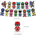 Miniatyrbilde 3 av 4: Power Rangers-temafestpynt Bursdagsbanner Kaketopper Ballonger Cupcakestoppersett
