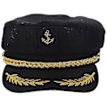 Miniatyrbillede 1 af 4: 1 stk. Søkaptajnshat med Broderi, Marineblå Cosplay Voksen Kaptajnshat Manian Stil Til Voksne (sort)