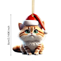 Miniatyrbild 3 av 5: 6 st julgransdekorationer 2D tecknade kattberlocker hängande akryl prydnader för jul hem bil dekoration