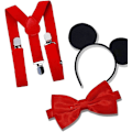 Miniatyrbillede 1 af 4: 1 sæt, Voksen Mænds Mic-key Mouse Fastelavnskostume Kit, Sort Pandebånd, Rød Rem & Sløjfe, Natlig Sjov Karneval Cosplay Temafest Outfit Tilbehør