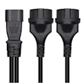 Miniatyrbillede 4 af 5: 3-polet C14 til Dobbelt EU4.8mm Adapterkabel Han-stik til Hun-stik Konverteringstråd Y-splitter Strømkabel
