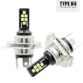 Pikkukuva 1 / 5: 2 kpl H4 LED-ajovalolamppupaketti, korkea ja matala säde, 220 W, 60 000 lm, erittäin kirkas, 6000 K valkoinen