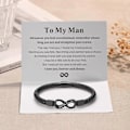 Miniatyrbillede 4 af 5: Til Min Mand Armbånd til Kæreste Mand Mænds Uendelighed Læderarmbånd Valentinsdag Fødselsdag Fars Dag Julegaver til Ham