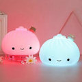 Miniatyrbillede 4 af 4: Dumpling Natlampe - USB Silikonlampe, 7 Farveskiftende til Drenge & Piger