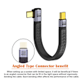 Miniatyrbillede 4 af 5: UC-002-0.13R 13cm Vinkelret 240W Type-C Han til Han USB4 40Gbps 100W 8K Fladt FPC Datakabel til
