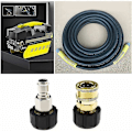 Pikkukuva 2 / 5: Painepesurin letkun sovitin naaras 3/8 uros pikaliittimeen ja 3/8 naaras pikaliittimeen M22 14mm naaras