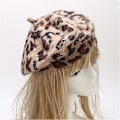 Miniatyrbillede 3 af 4: Kvinders Leopard Print Beret Hat Uld Fransk Beret Cap Vinter Varmt Beanie Hat