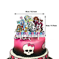 Pikkukuva 4 / 5: Monster High -teemaisen syntymäpäiväjuhlan tarvikkeet, lippu, ilmapallot, kakku- ja cupcake-koristeet, koristelusetti