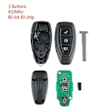 Miniatyrbilde 1 av 5: Smart bilnøkkel fjernkontroll 3 knapper Passer For Ford Focus C-Max Mondeo Kuga Fiesta B-Max 433MHZ