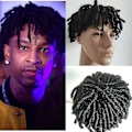 Pikkukuva 2 / 5: Bimirth 21savage Sama Musta Permanentoitu Dreadlocks-Peruukki Hattu Suoraan Käytettävä Hiuspala Hip-hop-Laulaja
