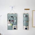Miniatyrbild 4 av 4: Förvaringsväska över dörren // Bomullshängande över dörrhängande arrangör fickväska (3 fickor, grön)