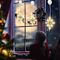Miniatyrbillede 5 af 5: 10,6 tommer Bethlehem Julelys Plast Lysende LED Silhuet Store Hængende Stjerner, hww