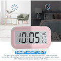 Miniatyrbild 3 av 4: Batteridriven Digital Väckarklocka, LCD-Klocka Elektronisk För Sovrum Hem Kontor, Med Datum, Inomhustemperatur Rosa