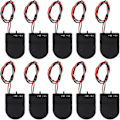 Miniatyrbillede 1 af 5: 10 stk. CR2032 Batteriholder 1x 3V Møntcelle Batteri Stikholder Kasse med Ledning Tænd/Sluk-kontakt (sort)