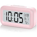 Miniatyrbild 1 av 4: Batteridriven Digital Väckarklocka, LCD-Klocka Elektronisk För Sovrum Hem Kontor, Med Datum, Inomhustemperatur Rosa