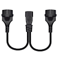 Miniatyrbillede 5 af 5: 3-polet C14 til Dobbelt EU4.8mm Adapterkabel Han-stik til Hun-stik Konverteringstråd Y-splitter Strømkabel