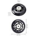 Miniatyrbillede 5 af 5: 4 Pak Inline Skate Hjul Indendørs/Udendørs Udskiftningshjul med Lejer 70mm, Sort