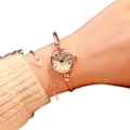 Miniatyrbild 1 av 4: Lyxig mode guld armband armband damklockor rostfritt stål retro damklockor