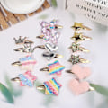 Miniatyrbilde 1 av 5: Hårklipp for jenter, 16 stk stoff/krone/hjerte/sommerfugl i form av barneklips, metall hårklipp for jenter med paljetter, Kawaii Ac