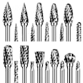Miniatyrbillede 1 af 3: Dobbelt Skåret Karbid Rotary Burr Sæt 20 stk. Slibestifter 1/8 Tomme Skaft Wolframkarbid Skæring B
