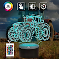 Miniatyrbild 2 av 5: Wekity Lastbil 3D Illusion Nattlampa, Traktor 16 Färgväxlande Dimbar Hologram Belysning, Smart Timer Leksak USB Laddning Bord Skrivbord Sovrum Dekoration
