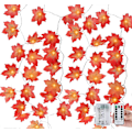 Miniatyrbillede 1 af 5: 2 Pak Maple Leaf Lysstreng 3m 20 LED'er Efterårs Dekoration Lysstreng til Thanksgiving Jul Festival Fest