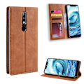Miniatyrbillede 1 af 5: Retro Stil Læder Auto-absorberende Pungskal til Nokia 5.1 Plus/X5