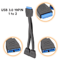 Pikkukuva 2 / 5: USB 3.0 19-nastainen header 1-2 jakaja emolevyn kaapeli Ei enää sotkua 20CM