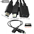 Miniatyrbild 3 av 5: U2-069-tc004 Mini USB 2.0 Hona DC 5V till Dubbel Mini USB 5-polig Han Splitter Förlängningsladdningskabel