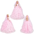 Miniatyrbild 2 av 4: 2 st 30 cm Barbie Kläder Dockor Lyxig Mode Nio Lager Bröllopsklänning (Vit+Rosa)