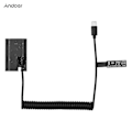 Miniatyrbillede 2 af 5: Andoer LP-E6 Dummy Batteri USB-C Kobling Adapter - DR-E6 Dummy Batteri Kobling Med USB Type-C Fjeder