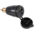 Pikkukuva 1 / 5: Vedenpitävä moottoripyörän DIN-pistokelaturi QC3.0 USB- ja Type C 30W Power Delivery -sovittimella Soc