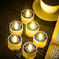 Miniatyrbillede 1 af 4: 6 stk. Solcelled Teelys Udendørs Lys Flammeløse Flimrende IP65 Vandafvisende Genopladelige LED Lys Med Skumring Til Daggry Sensor Til Lanterne Have Lejr
