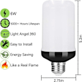 Miniatyrbilde 4 av 5: LED-pære med flammeeffekt, oppgradert med 4 moduser, flimrende ild, juledekorasjonslys, E26-sokkel, flammepære med opp-ned-effekt (2-pakning)