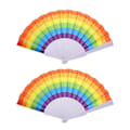 Miniatyrbillede 1 af 3: 2 stk. 23 cm Håndholdte Plastik Regnbue Foldbare Fans Familie Cool Sommer Foldbar Fan Til Venner