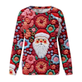 Miniatyrbilde 2 av 3: Julelys Dame Mote Trykte T-skjorte Lange Ermer Bluse Rund Hals Casual Topper Genser Hetter