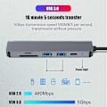 Miniatyrbild 3 av 5: 6-i-1 USB C Hub Typ C Adapter till 4K HDMI SD TF-kort PD Snabbladdning Splitter Typ C Dockningsstation för PC Laptop