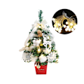 Miniatyrbilde 1 av 5: Mini Bordplate Juletre Med Lys Og Pynt - Hjemmedekor, Kontor, Skole, Julefest, Gjenbrukbar PVC-Materiale