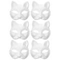 Miniatyrbillede 2 af 2: 6 stk Blanke Kattemasker Til Formning, Kostume, Cosplay, Umalet Kattemasker -dwdz