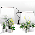 Miniatyrbillede 1 af 5: Vækselys, sollys Hvid 50w 84 Led Dobbelt Hoved Klemme Plantelys, 4/8/12h Timer & 5 Dæmpbare Niveauer