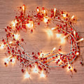 Miniatyrbilde 1 av 5: 6,56FT 20 LED Julelys Batteridrevet for Juledekorasjon - 2 Lysmoduser Julebelyst Rød Bærkrans for Juletreet