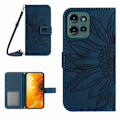 Miniatyrbild 1 av 4: För Motorola Edge 50 Neo HT04 Skin Feel Solros Präglat Flip Läder Telefonfodral med Snodd