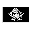 Miniatyrbillede 2 af 5: Piratflag til udendørs og piratfester (2 stk., sort + rød)