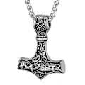 Miniatyrbillede 1 af 4: Herre Amulet Halskæde - Thors Hammer Vedhæng med Kæde, 55+5cm Justerbar, Smykker - Rustfrit Stål