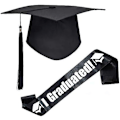 Miniatyrbillede 1 af 5: Sort Student Graduation Hætte og Graduation Sash Mortarboard Hat Graduerede Festartikler Den bedste