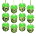 12-pack Grinch-kulor för julgran - Gröna tomtar med luddigt hår