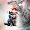 Miniatyrbild 2 av 5: 6 st julgransdekorationer 2D tecknade kattberlocker hängande akryl prydnader för jul hem bil dekoration
